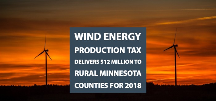 Wind Energy Production Tax Delivers $12 Million to  Rural Minnesota Counties for 2018